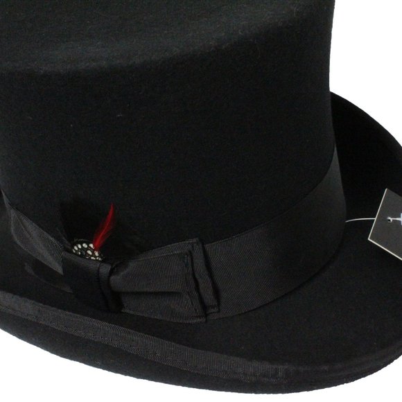 100% Wool Authentic Tuxedo Top Hat Men's , Black, Victorian Halloween Hat - Picture 4 of 7